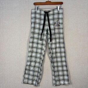 NFL Apparel Pittsburgh Steelers Plaid Pajama Pants Womens White Black Gold Small